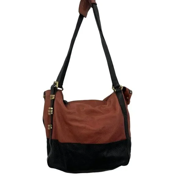 OrYANY Large Multi Pocket Pebble Leather Brown Black Bag - Picture 1 of 16